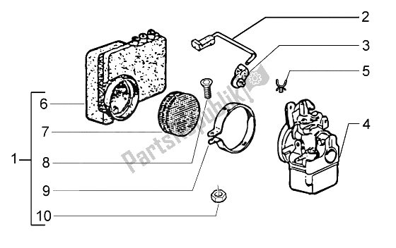 All parts for the Carburettor-air Cleaner of the Piaggio Ciao 50 2002