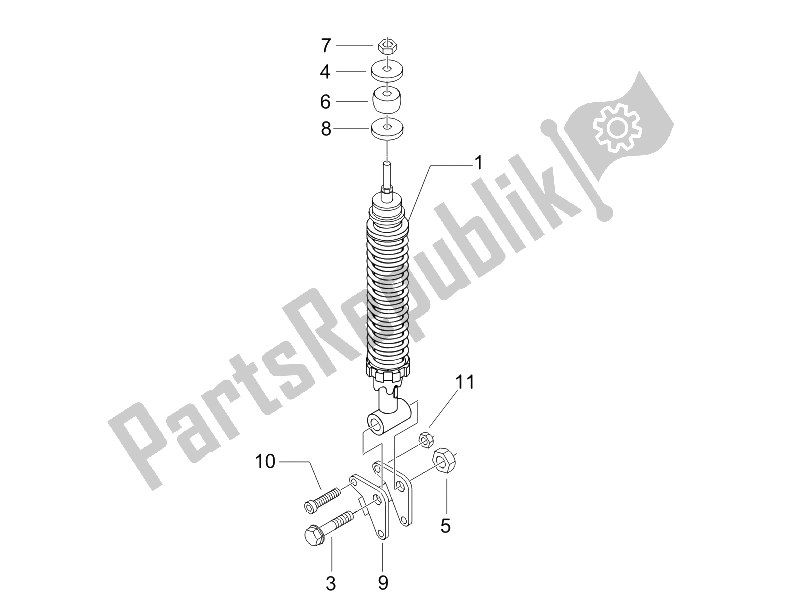 Tutte le parti per il Sospensione Posteriore - Ammortizzatore / I del Piaggio Liberty 125 4T E3 UK 2006
