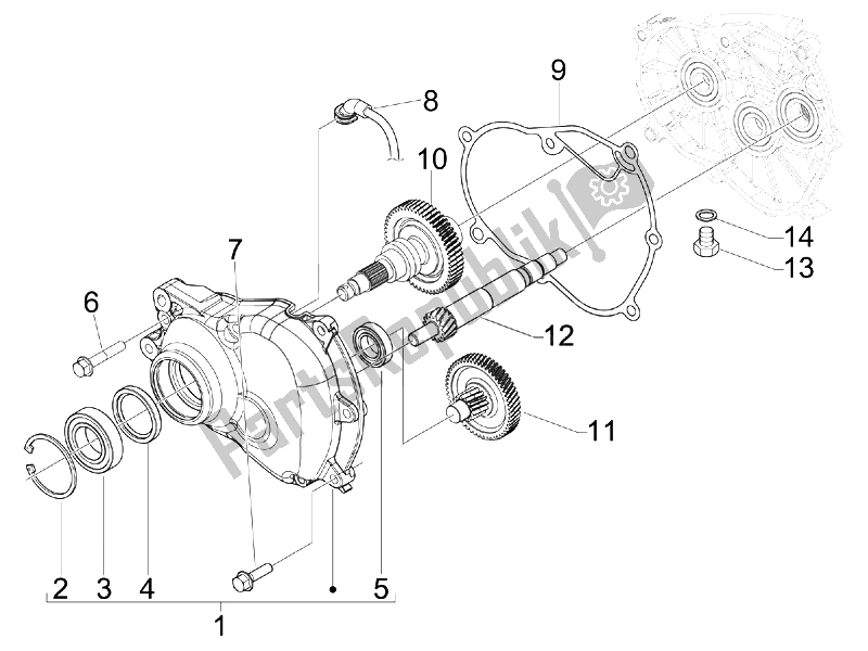 Todas las partes para Unidad De Reducción de Piaggio Beverly 125 RST 4T 4V IE E3 2010