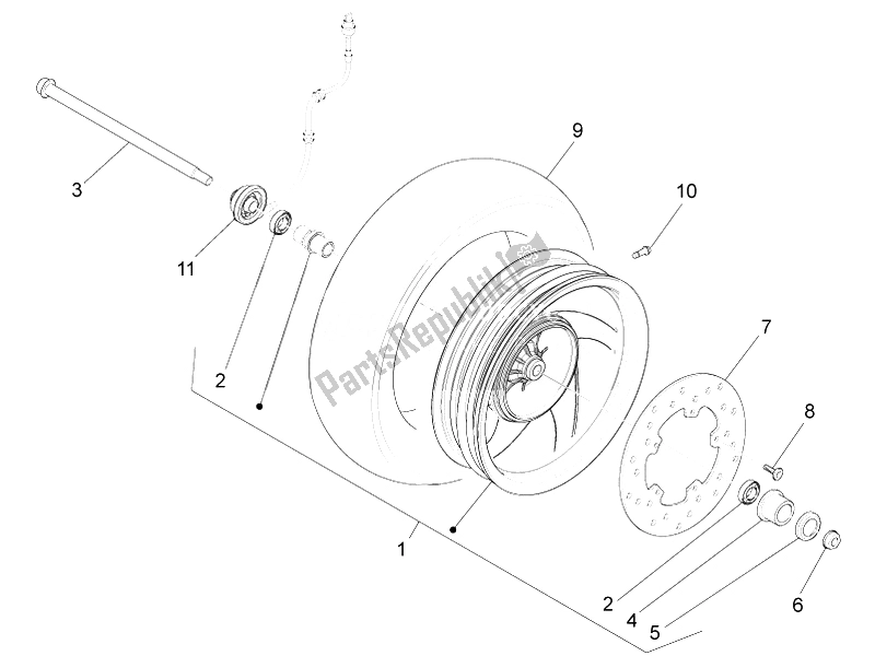 Toutes les pièces pour le Roue Avant du Piaggio FLY 50 4T 4V USA 2 2014