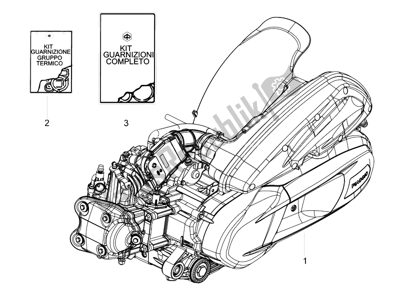 Toutes les pièces pour le Moteur, Assemblage du Piaggio BV 350 4T 4V IE E3 USA CA 2012