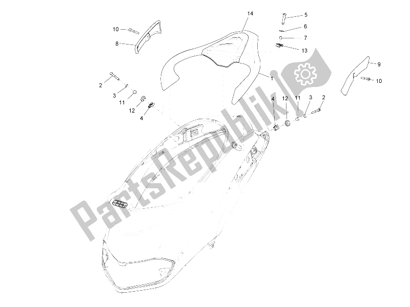All parts for the Rear Luggage Rack of the Piaggio Liberty 50 2T MOC 2009