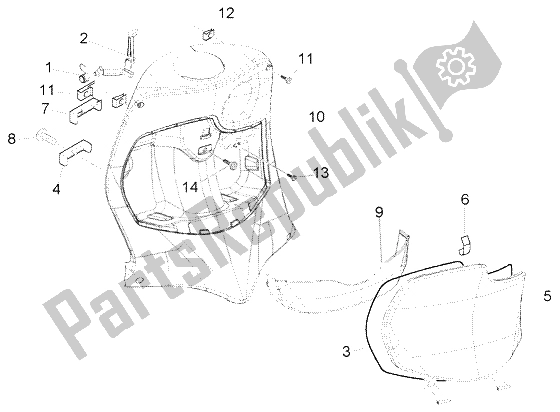 All parts for the Front Glove Compartment of the Piaggio FLY 50 2T 2004