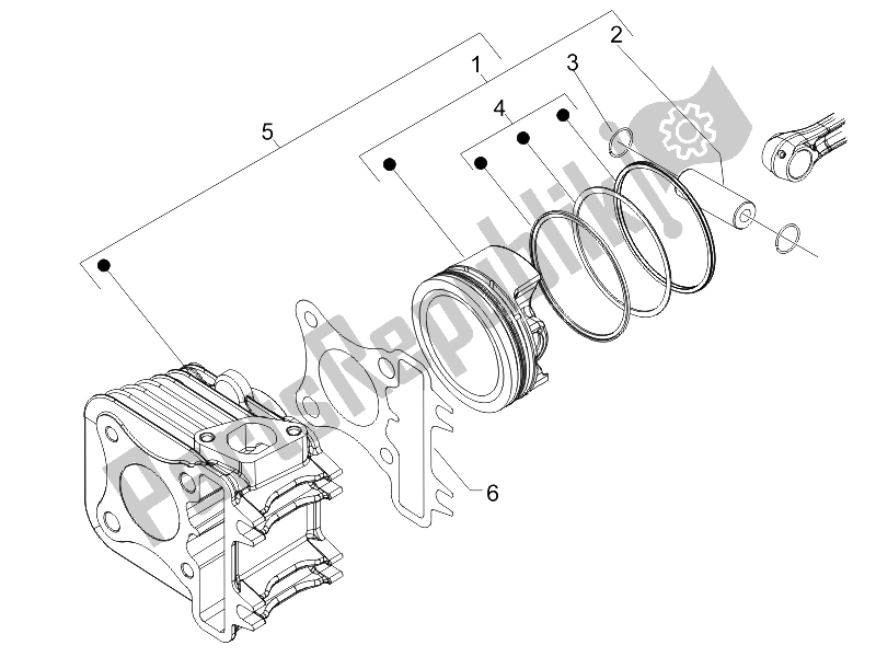 Tutte le parti per il Unità Perno Cilindro Pistone-polso del Piaggio Liberty 200 4T Sport E3 2006