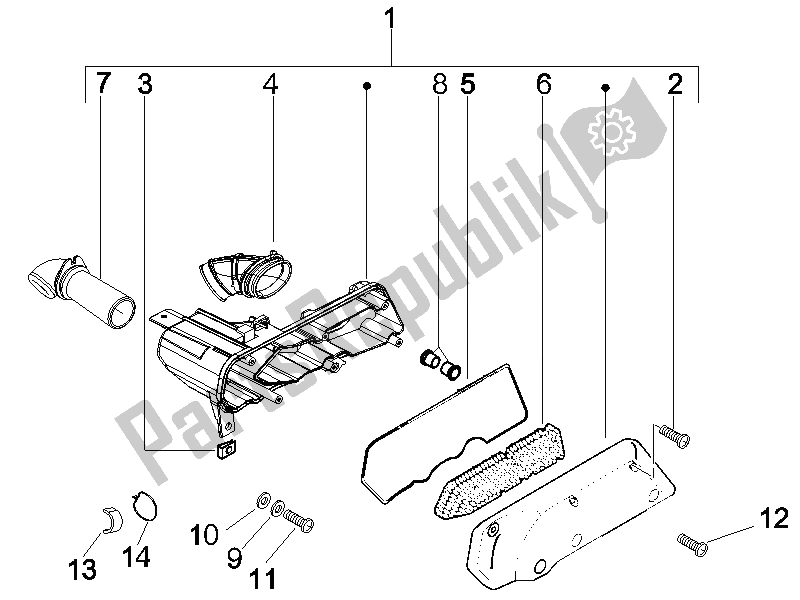 All parts for the Air Filter (2) of the Piaggio NRG Power DD 50 2005