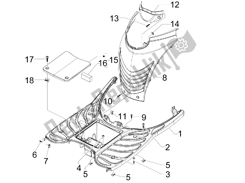 All parts for the Central Cover - Footrests of the Piaggio Carnaby 250 4T IE E3 2008