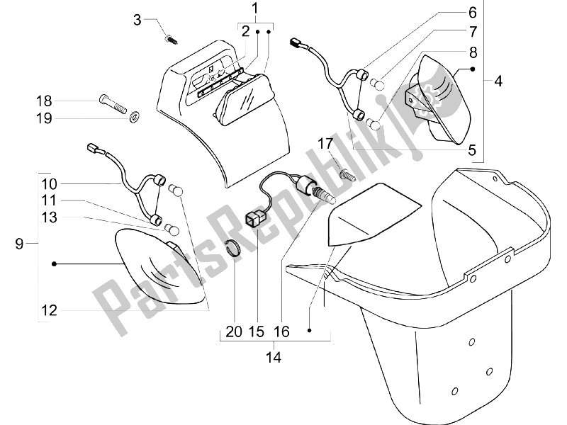 Toutes les pièces pour le Phares Arrière - Clignotants du Piaggio X9 500 Evolution 2006