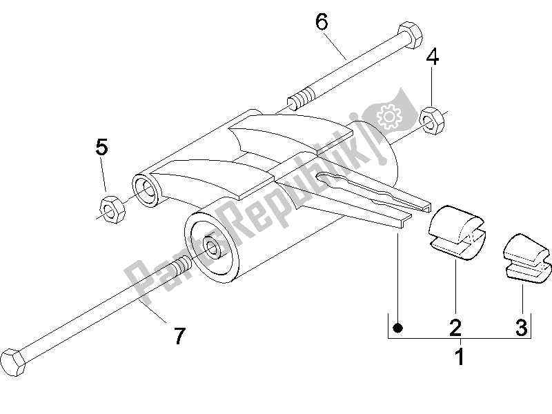 All parts for the Swinging Arm of the Piaggio FLY 50 2T 2007