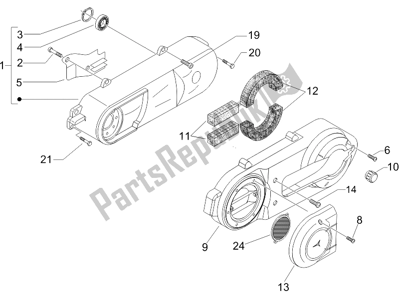 All parts for the Crankcase Cover - Crankcase Cooling of the Piaggio Beverly 400 IE E3 2006