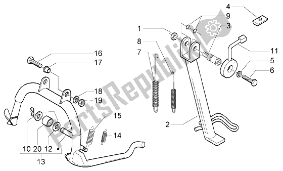 Toutes les pièces pour le Béquille Centrale du Piaggio X9 200 Evolution 2004