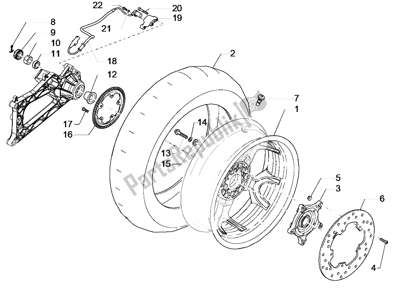 Toutes les pièces pour le Roue Arrière du Piaggio MP3 500 LT Business Emea 2014