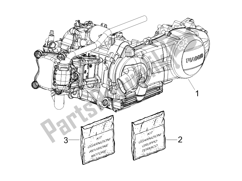 All parts for the Engine, Assembly of the Piaggio X7 300 IE Euro 3 2009