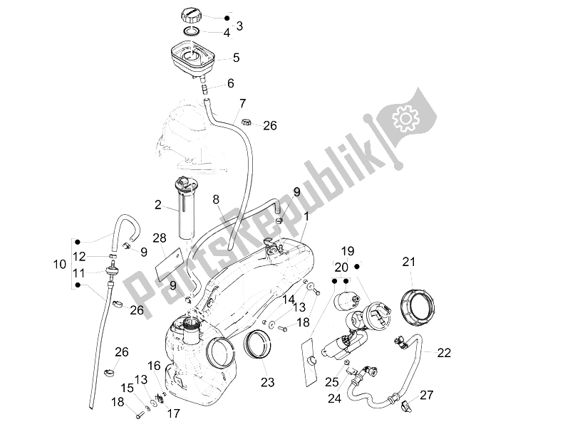 Tutte le parti per il Serbatoio Di Carburante del Piaggio Liberty 125 Iget 4T 3V IE ABS 2015