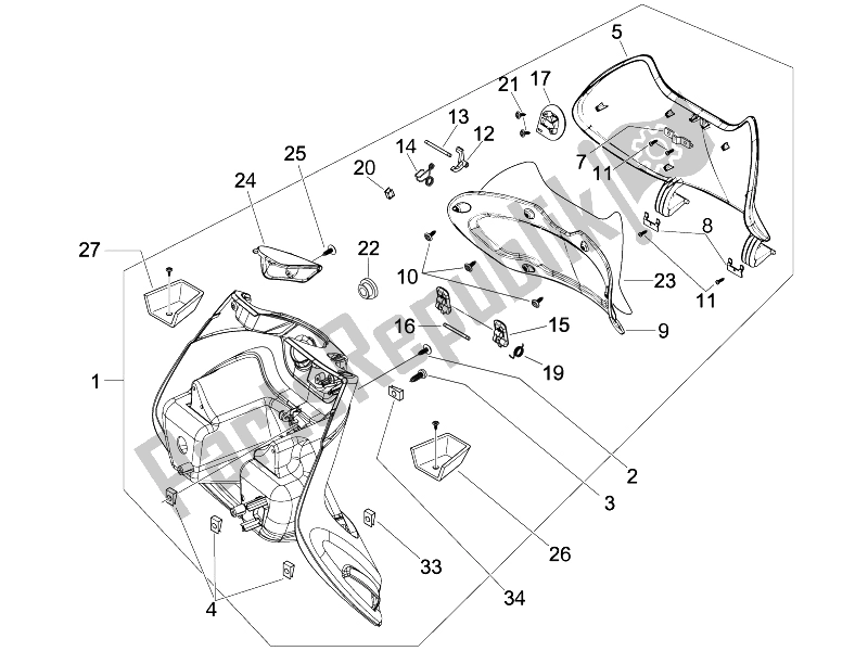 Todas las partes para Guantera Frontal - Panel De Rodilleras de Piaggio Beverly 250 Tourer E3 2007