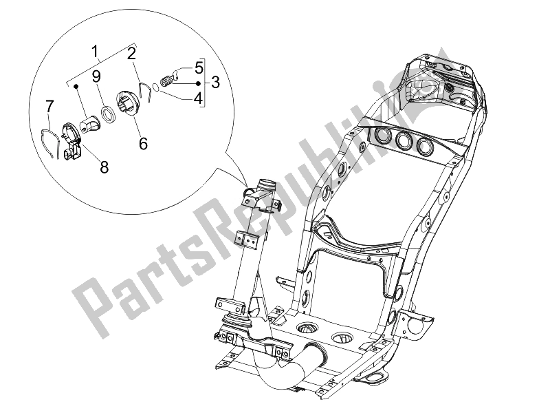 Toutes les pièces pour le Serrures du Piaggio FLY 150 4T USA 2007