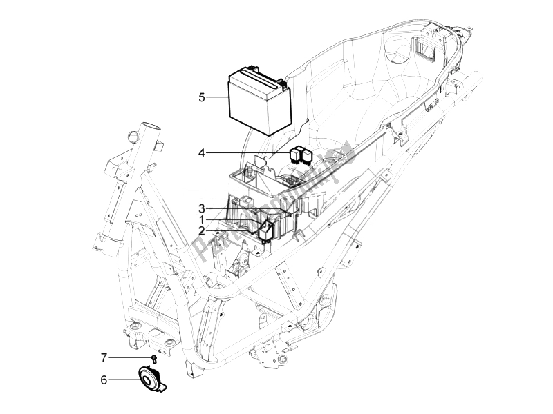 Toutes les pièces pour le Télécommandes - Batterie - Klaxon du Piaggio Beverly 300 RST S 4T 4V IE E3 2010