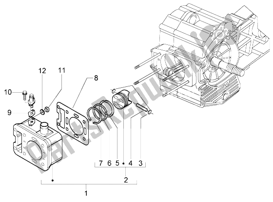 Tutte le parti per il Perno Cilindro-pistone-polso, Completo del Piaggio X9 500 Evolution ABS 2004