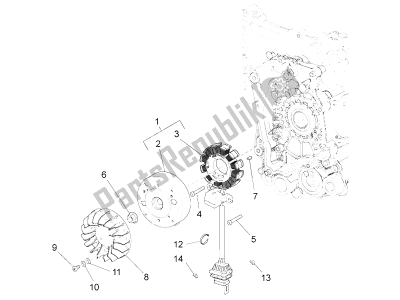 Todas las partes para Volante Magneto de Piaggio FLY 150 4T E2 E3 Vietnam 2012