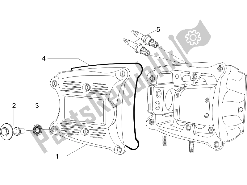 All parts for the Cylinder Head Cover of the Piaggio MP3 500 Sport USA 2010