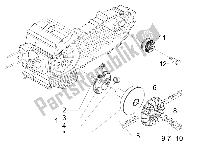 All parts for the Driving Pulley of the Piaggio BV 500 Tourer USA 2008