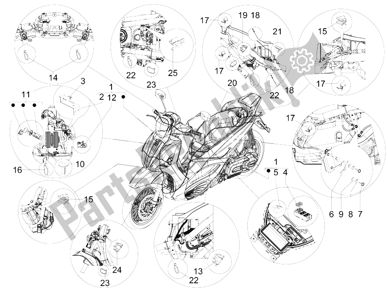 Toutes les pièces pour le Faisceau De Câbles Principal du Piaggio BV 350 4T 4V IE E3 ABS USA 2015