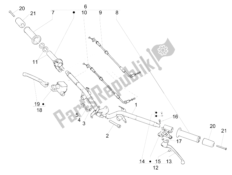 All parts for the Handlebars - Master Cil. Of the Piaggio Liberty 125 4T Delivery E3 2009