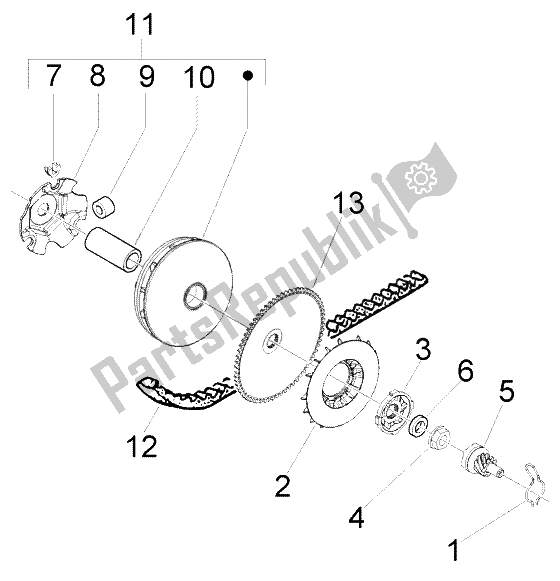 Toutes les pièces pour le Poulie Motrice du Piaggio FLY 50 4T 2008