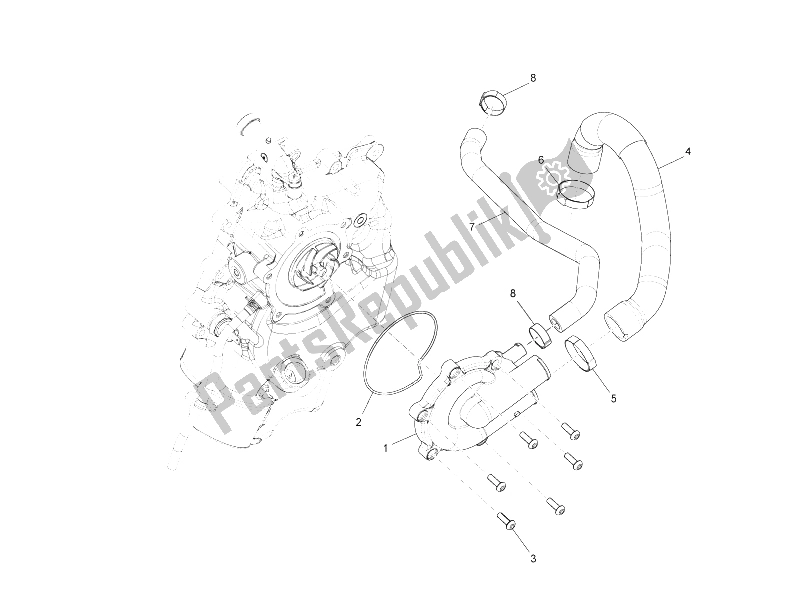 Tutte le parti per il Pompa Di Raffreddamento del Piaggio X8 400 IE Euro 3 UK 2006