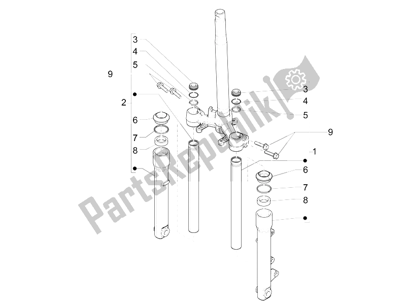 All parts for the Fork's Components (wuxi Top) of the Piaggio Liberty 150 Iget 4T 3V IE ABS EU 2015