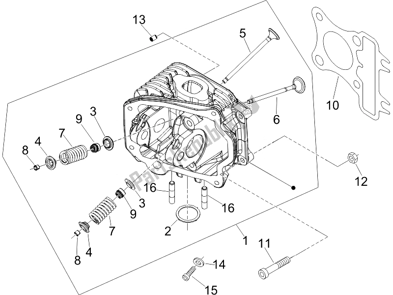 Toutes les pièces pour le Unité De Tête - Valve du Piaggio Liberty 50 4T PTT D 2014