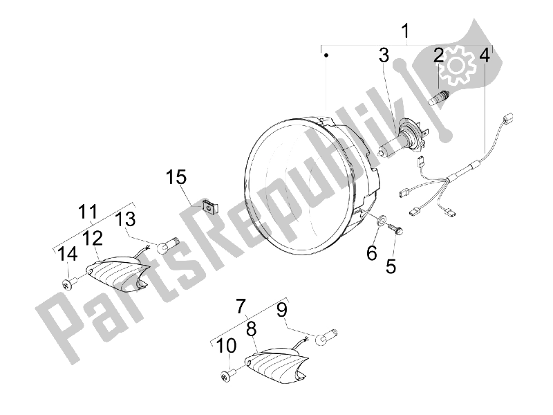 All parts for the Front Headlamps - Turn Signal Lamps of the Piaggio BV 500 Tourer USA 2008