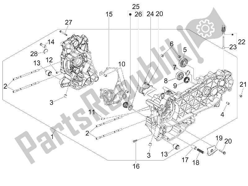 Todas las partes para Caja Del Cigüeñal de Piaggio MP3 300 IE Touring 2011