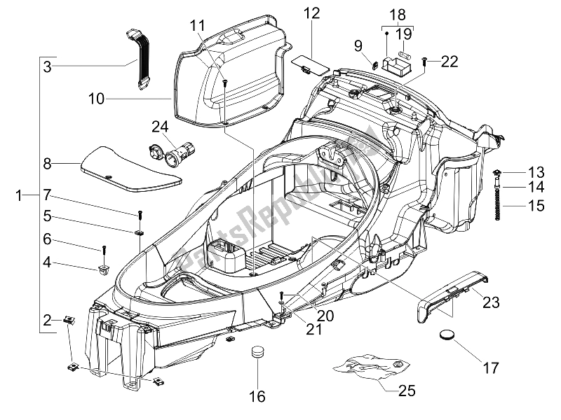 All parts for the Helmet Huosing - Undersaddle of the Piaggio MP3 400 IE MIC 2008