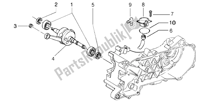 Alle onderdelen voor de Krukas-luchtcompressor van de Piaggio NRG Purejet 50 2003