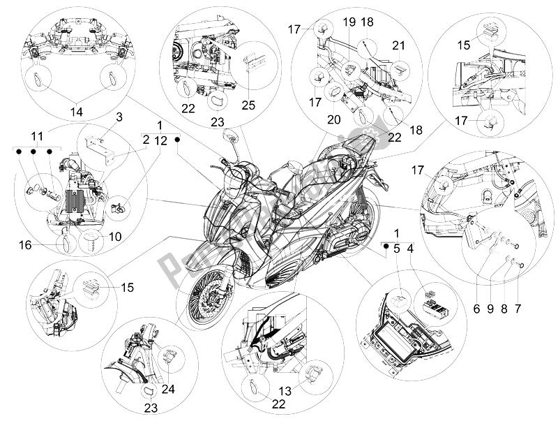 Todas las partes para Mazo De Cables Principal de Piaggio Beverly 350 4T 4V IE E3 Sport Touring 2014