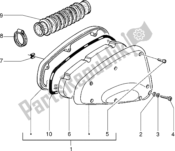 All parts for the Air Cleaner of the Piaggio NRG 50 1995