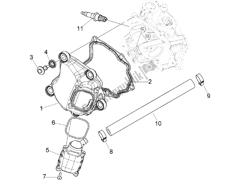 Toutes les pièces pour le Le Couvre-culasse du Piaggio X EVO 250 Euro 3 UK 2007