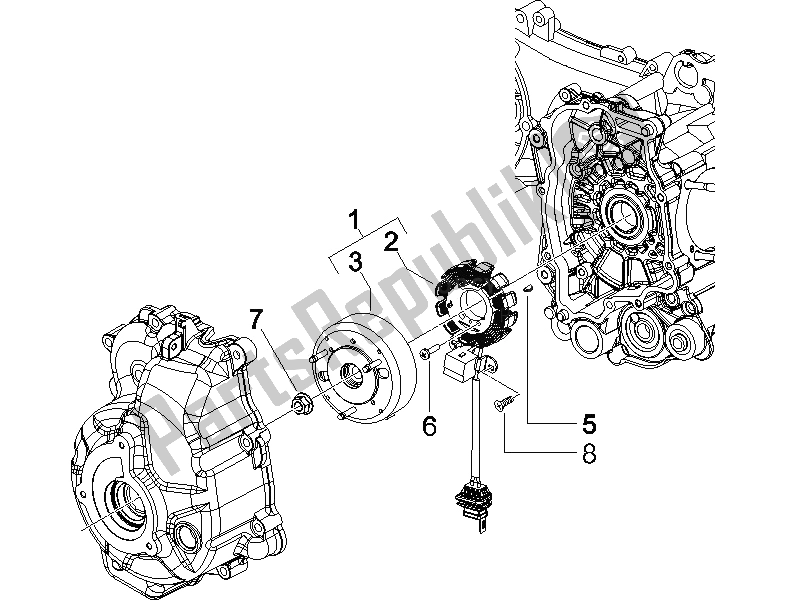 All parts for the Flywheel Magneto of the Piaggio X8 125 Premium Euro 2 2006