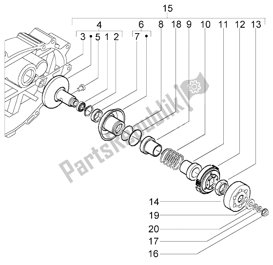 Todas las partes para Polea Conducida de Piaggio X9 500 Evolution ABS 2004