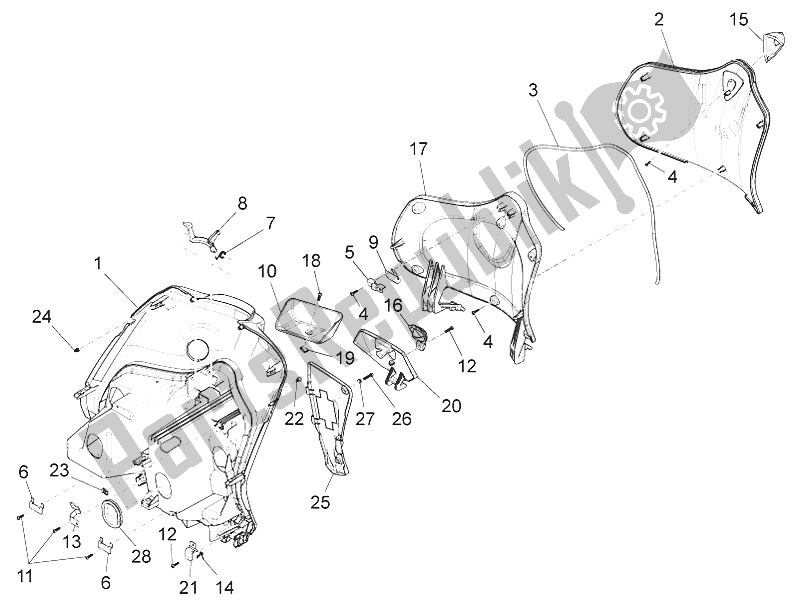 Toutes les pièces pour le Boîte à Gants Avant - Panneau De Protection Des Genoux du Piaggio FLY 50 4T 2V 25 30 KMH 2016