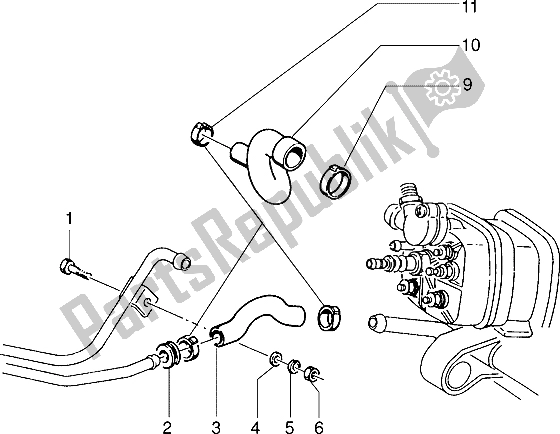 All parts for the Installation De Refroidissement (2) of the Piaggio NRG MC2 50 1996