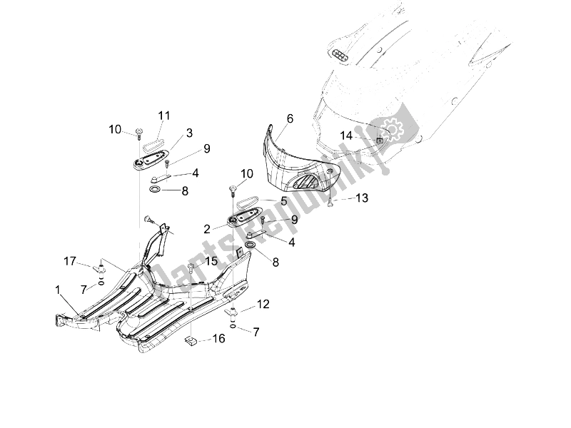 Toutes les pièces pour le Housse Centrale - Repose-pieds du Piaggio Liberty 200 4T Sport E3 2006