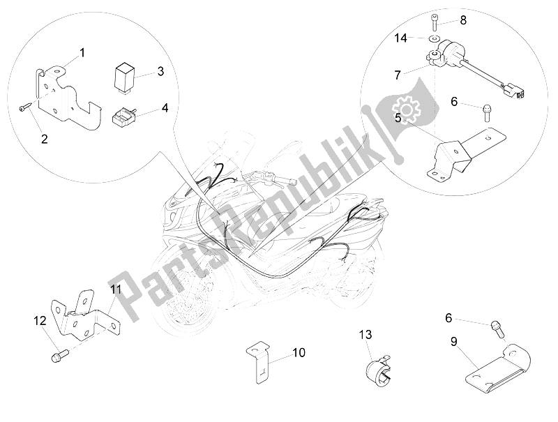 Tutte le parti per il Componenti Del Sistema Elettrico del Piaggio X 10 350 4T 4V I E E3 2012