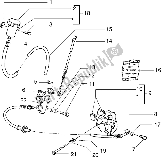 All parts for the Front Brake Cylinder-brake Caliper of the Piaggio Typhoon 125 XR 2003