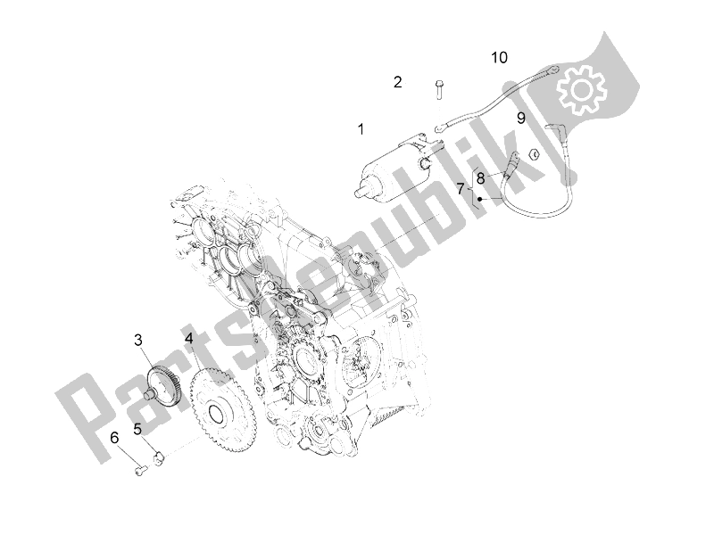 All parts for the Stater - Electric Starter of the Piaggio X 10 125 4T 4V I E E3 2012