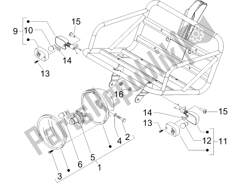 Toutes les pièces pour le Phares Avant - Clignotants du Piaggio Liberty 125 4T PTT I 2006