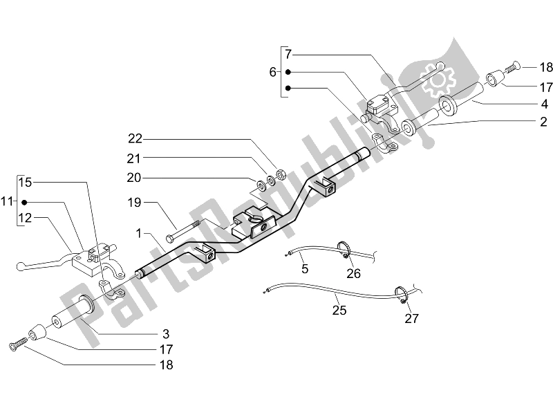 Tutte le parti per il Manubrio - Master Cil. Del Piaggio Beverly 500 Cruiser E3 2007