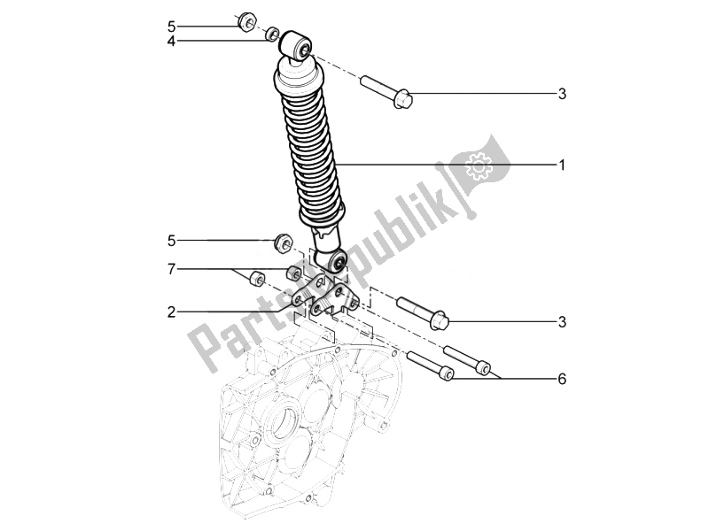 Tutte le parti per il Sospensione Posteriore - Ammortizzatore / I del Piaggio Typhoon 125 4T 2V E3 2010