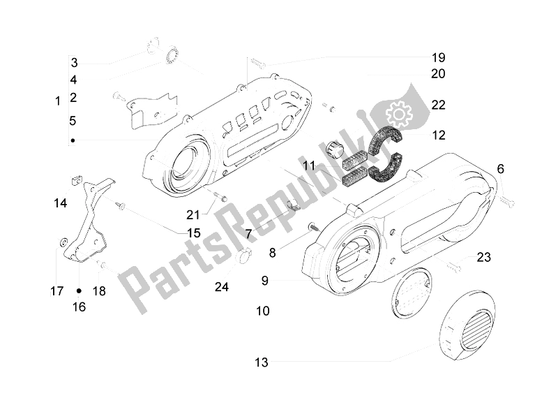 Todas las partes para Tapa Del Cárter - Enfriamiento Del Cárter de Piaggio Beverly 500 Cruiser E3 2007