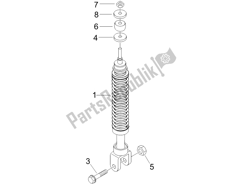 Toutes les pièces pour le Suspension Arrière - Amortisseur / S du Piaggio Liberty 50 2T UK 2007